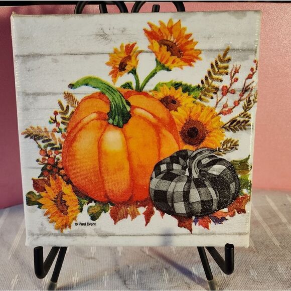 DECOUPAGE CANVAS PRINTS FALL PUMPKINS - Picture 1 of 1